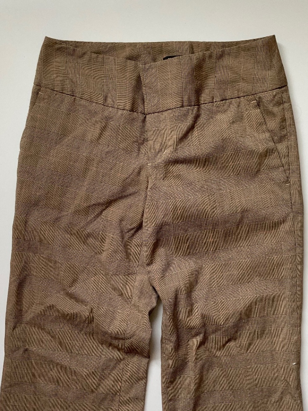 MOSSIMO Stretch Size 2 Brown Plaid Wide Leg Pants in Good Condition